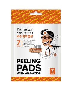 Набор корейских тканевых пилинг дисков для лица PEELING PADS WITH AHA ACIDS с AHA кислотами и витами Professor skingood