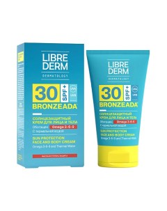 Солнцезащитный крем SPF30 с Омега 3 6 9 и термальной водой Bronzeada Sun Protection Face and Body Cr Librederm