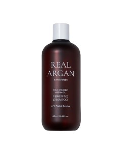 Шампунь восстанавливающий с маслом арганы для сухих вьющихся и поврежденных волос Real Argan Repairi Rated green
