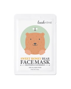 Маска для лица тканевая c экстрактом меда питательная Sweet Honey Bear Face Mask Look at me