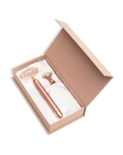 Кварцевый роллер для лица с вибрацией розовый Vibrating Quartz Roller for Facial Massage Pink Bloor
