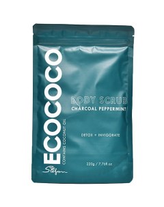 Скраб для тела для детокса и бодрости Уголь и Мята Body Scrub Charcoal Peppermint Ecococo