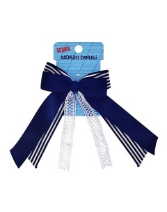 Сине белый бант на резинке SCHOOL Collection Blue White bow elastic Moriki doriki