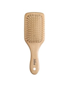 Щетка для волос на подушке деревянная квадратная с пластиковыми зубьями Silva