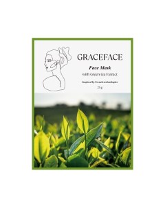Тканевая маска для лица увлажняющая и Успокаивающая с экстрактом зеленого чая 25 0 Grace face