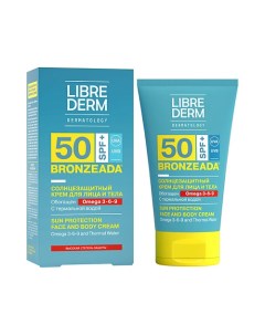Солнцезащитный крем SPF50 с Омега 3 6 9 и термальной водой Bronzeada Sun Protection Face and Body Cr Librederm