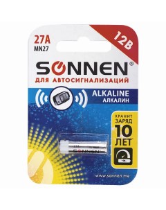 Батарейка Alkaline 27А MN27 для сигнализаций 1 0 Sonnen