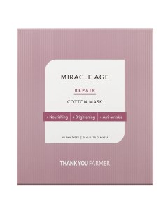 Маска для лица тканевая антивозрастная восстанавливающая Miracle Age Repair Cotton Mask Thank you farmer