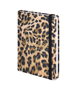 Ежедневник недатированный с резинкой А5 Leopard Brauberg