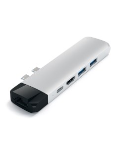 Хаб USB Aluminum Pro Hub With Ethernet для 2016 2017 MacBook Pro 13 15 Silver ST TCPHES Satechi