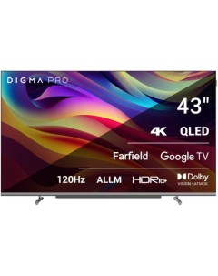 Телевизор QLED Pro 43 QLED 43L Google TV Frameless черный серебристый 4K Ultra HD 120Hz HSR DVB T DV Digma