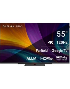 Телевизор LED Pro 55 UHD 55C Google TV Frameless черный черный 4K Ultra HD 120Hz HSR DVB T DVB T2 DV Digma