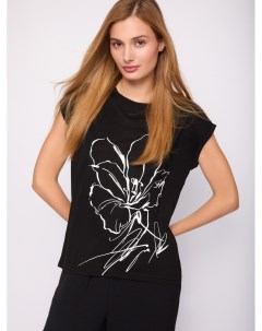 Трикотажная футболка с цветочным принтом Zolla