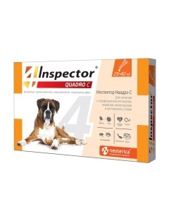 INSPECTOR QUADRO Капли от внешн и внутр паразит д собак от 25кг до 40кг 3пип уп Экопром