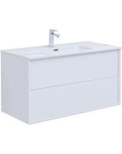 Мебель для ванной Lino 100 см белая глянцевая 2 ящика Aquanet