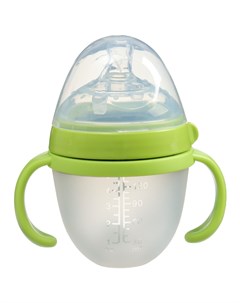 Бутылочка для кормления m b шг o70мм 150мл с ручками силиконовая колба цвет зеленый Mum&baby