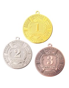 Медаль призовая 197 диам 5 см 3 место цвет бронз без ленты Командор