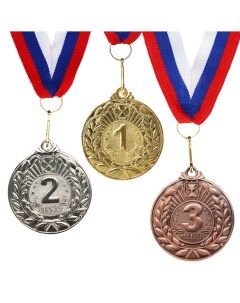 Медаль призовая 004 диам 5 см 1 место цвет зол с лентой Командор