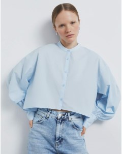 Голубая укороченная рубашка oversize Gloria jeans