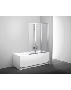 Шторка для ванны складывающаяся трехэлементная VS3 115 белая транспарент 795S0100Z1 Ravak