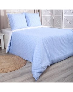 Комплект постельного белья Logo евро Plus бязь бело голубой Мона лиза