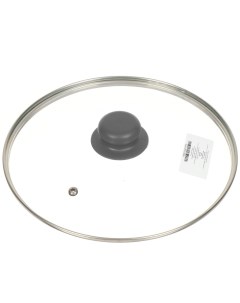 Крышка для посуды стекло 24 см Серый металлический обод кнопка бакелит Д4124С Daniks