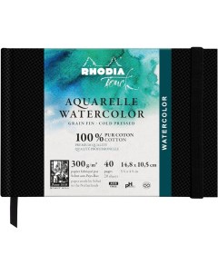 Альбом для акварели Touch пейзаж A6 300 г в твердой обложке Черный Rhodia