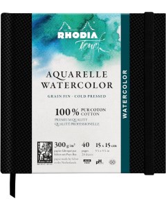 Альбом для акварели Touch 15х15 см 300 г в твердой обложке Черный Rhodia