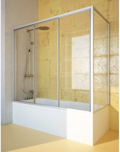 Шторка на ванну Practic Part GV 413 левая 160x80 см стекло бесцветное профиль матовый хром Gutewetter