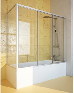 Шторка на ванну Practic Part GV 413 правая 155x70 см стекло бесцветное профиль матовый хром Gutewetter