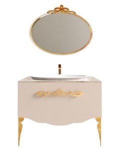 Мебель для ванной Charante 100 бежевая со стеклянной столешницей золото La beaute`