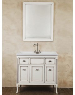 Мебель для ванной Vivien 90 белый с патиной фурнитура серебро La beaute classic