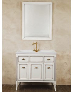 Мебель для ванной Vivien 90 белый с патиной фурнитура бронза La beaute classic
