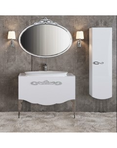 Мебель для ванной Charante 100 белая со стеклянной столешницей фурнитура хром La beaute`