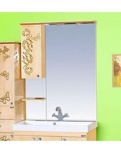 Зеркало шкаф Бабочка 90 L бежевый патина Misty