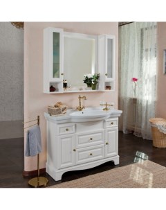 Мебель для ванной Michel 120 белый матовый фурнитура бронза La beaute classic