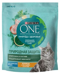 Сухой корм для кошек Природа Здоровья со спирулиной и курицей 680 г Purina one