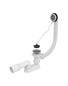 Сифон для ванны регулируемый слив d52 полуавтомат с выпуском d70 мм с переливом A501 AG210112160 Alcadrain