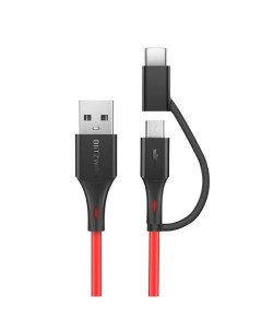 Кабель BW MT3 USB Micro USB USB Type C 2 4А 1 8 м красный Blitzwolf