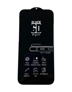 Защитное стекло для iPhone 12 Pro Max повышенной прочности 6D черное Mossily