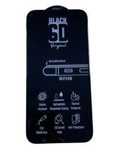 Защитное стекло для iPhone 15 Plus повышенной прочности 6D черное Mossily