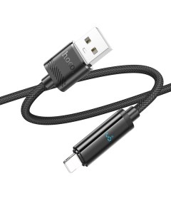 USB дата кабель Lightning U127 1 2м с указанием заряда аккумулятора черный Hoco