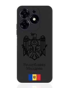 Чехол для Tecno Spark Go 2024 Черный лаковый Герб Республики Молдова Signumcase