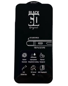 Защитное стекло для iPhone 13 13 Pro iPhone14 повышенной прочности 6D черное Mossily