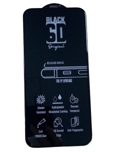 Защитное стекло для iPhone 15 Pro Max повышенной прочности 6D черное Mossily