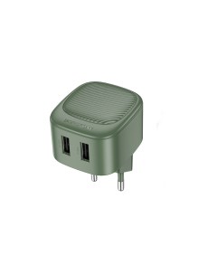 Сетевое зарядное устройство 2xUSB 2 1 А зеленый серый Borofone