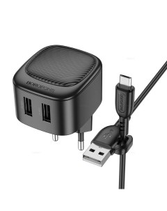 Сетевое зарядное устройство BAS21Am micro usb usb 2xUSB 2 1 А черный Borofone