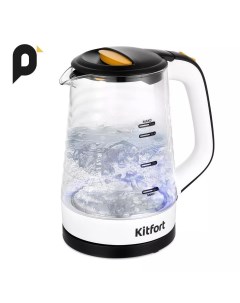 Чайник электрический КТ 6634 1 7 л черный белый прозрачный Kitfort