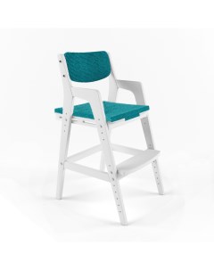 Детский растущий стул Вуди Белый с чехлом Голубой Велюр Робин wood