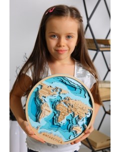 Набор для творчества Карта мира из дерева 26 см с красками и клеем Чудосветик